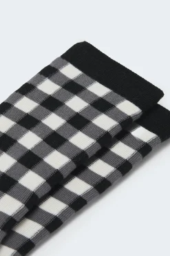 Lucy & Yak JoJo - Cotton Socks in Monochrome Gingham Print Online