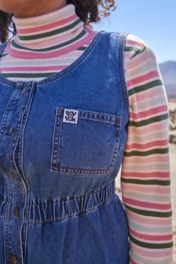 Lucy & Yak Juni - Denim Jumpsuit in Mid Wash Blue Fashion