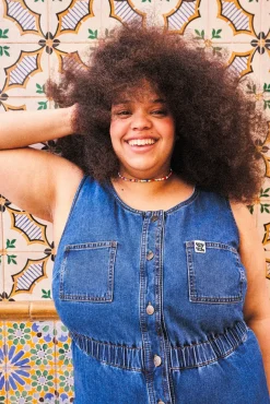 Lucy & Yak Juni - Denim Jumpsuit in Mid Wash Blue Fashion