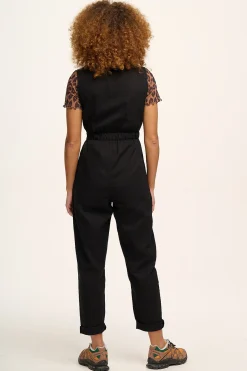 Lucy & Yak Juni - V-Neck Cotton Jumpsuit in Black Hot