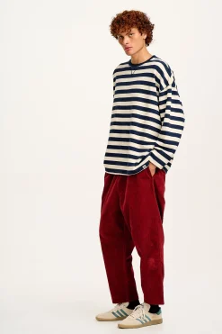 Lucy & Yak Kai - Midweight Cosy Loop Back Cotton Sweatshirt in Navy & Ecru Discount