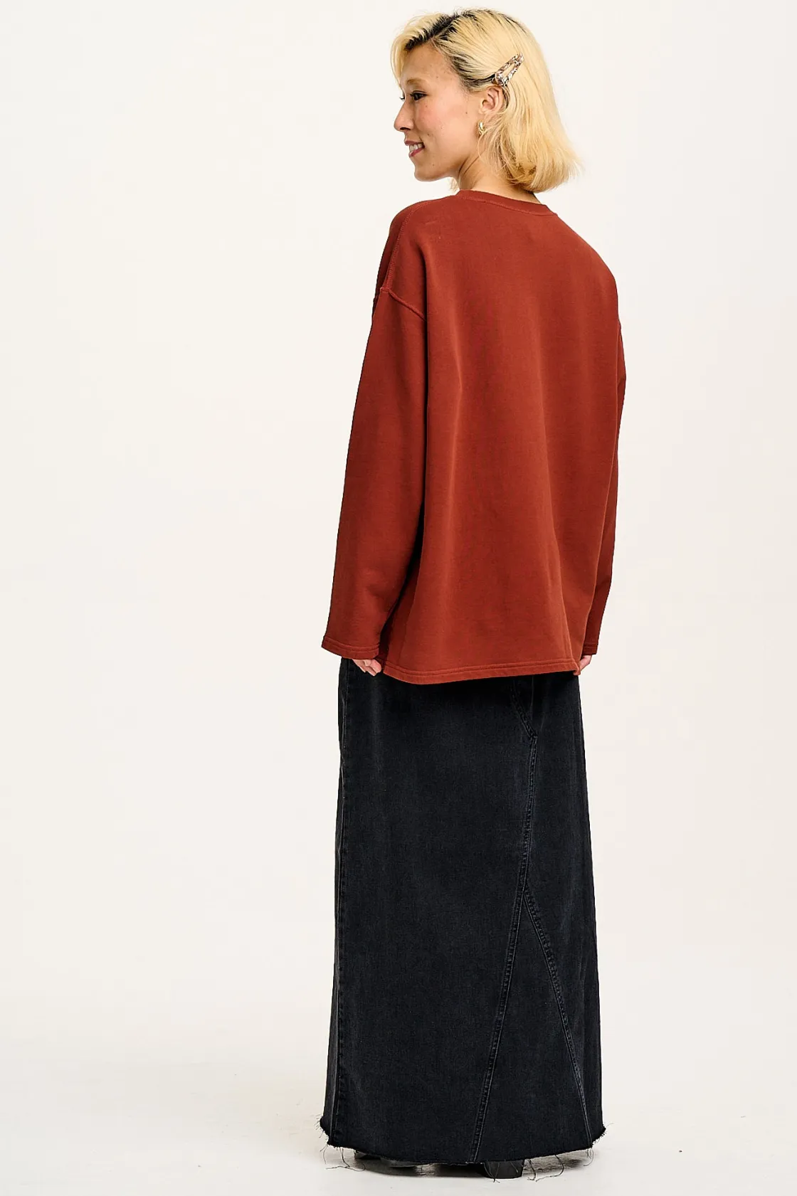 Lucy & Yak Kai - Midweight Cosy Loop Back Cotton Sweatshirt in Hazel Discount