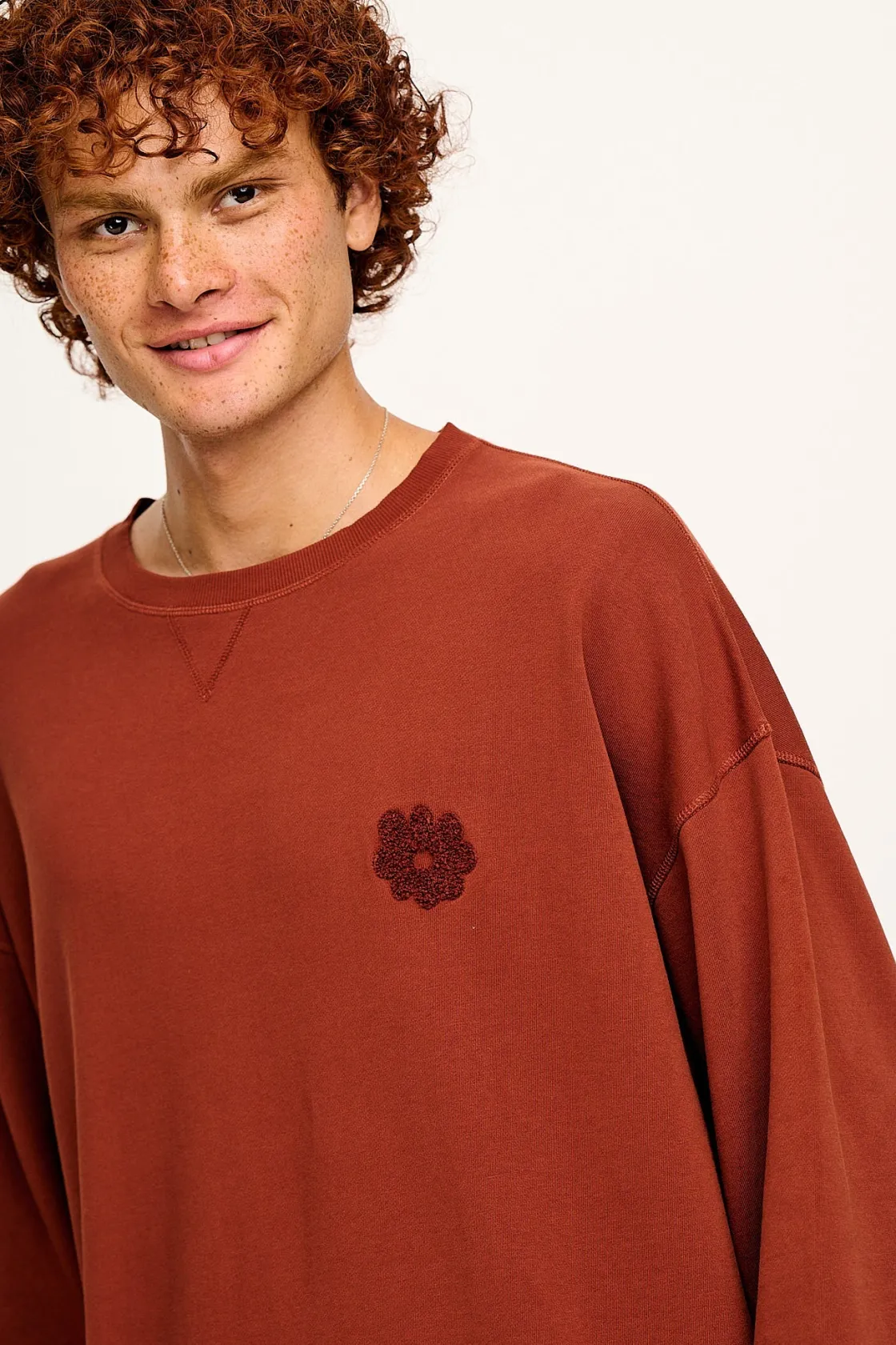 Lucy & Yak Kai - Midweight Cosy Loop Back Cotton Sweatshirt in Hazel Discount