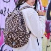 Lucy & Yak Kellie - Skater Corduroy Backpack in Leopard Print Hot