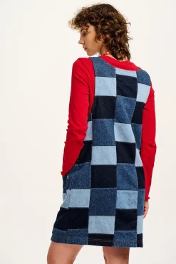 Lucy & Yak Layla - Mini Denim Dress in Paige Patchwork Print Sale