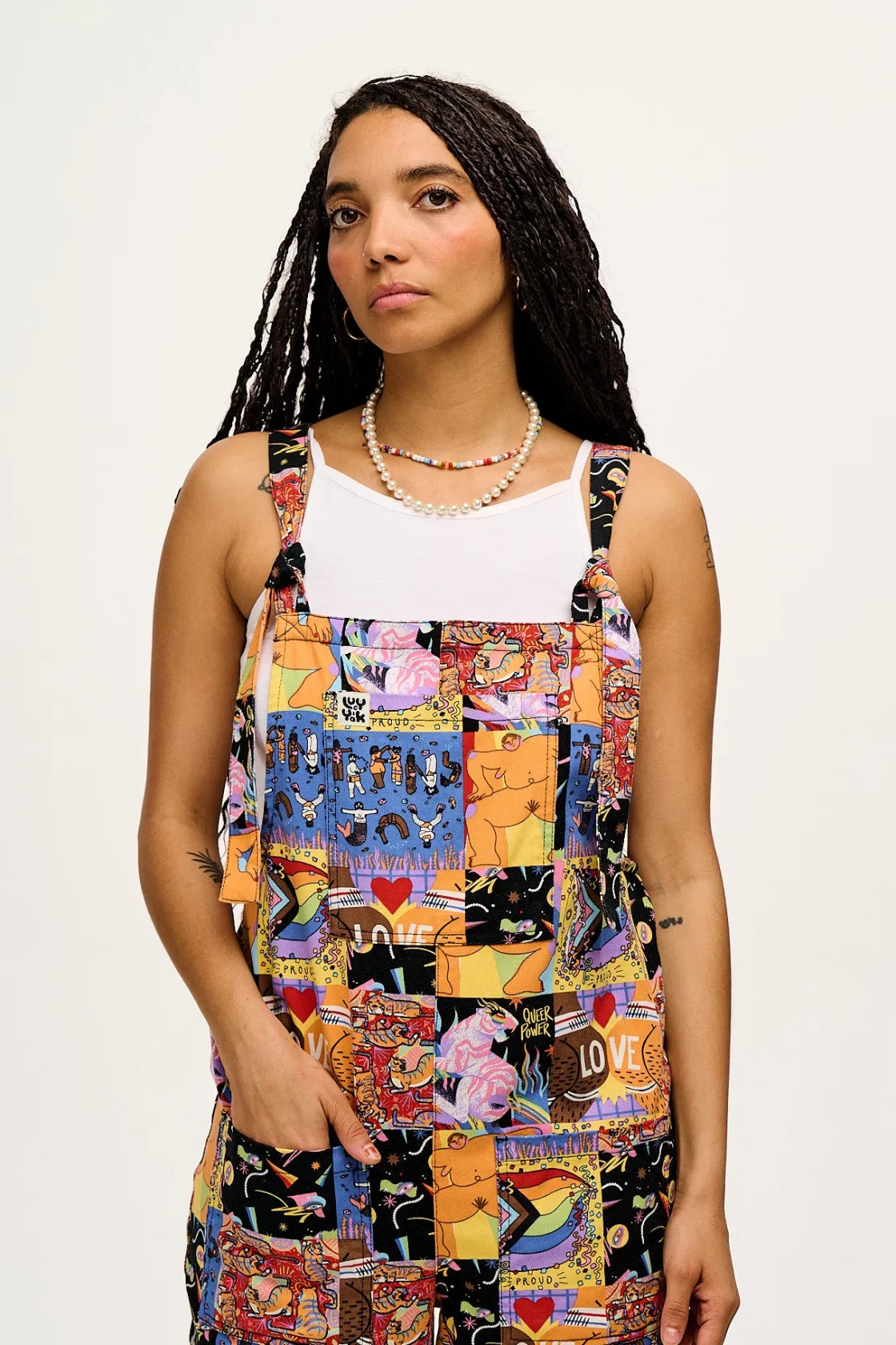 Lucy & Yak L.E. Original - Twill Dungarees in With Love Artist Print Discount