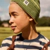 Lucy & Yak Luca - Cotton Beanie in Green Stripe Best