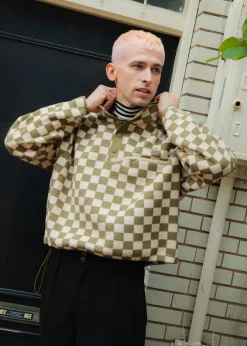 Lucy & Yak Maddison - Fleece in Pistachio & Cream Checkerboard Print Hot