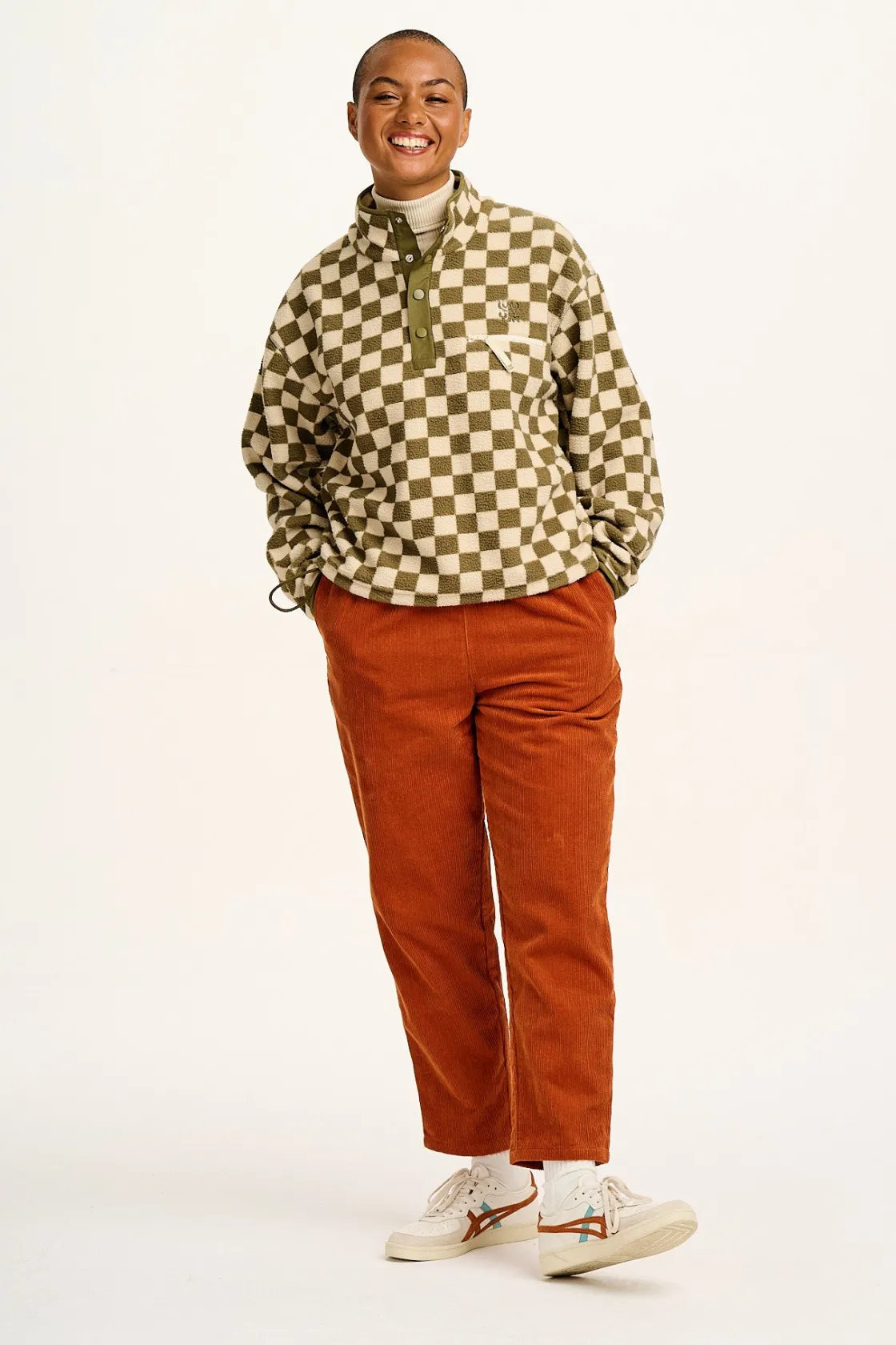 Lucy & Yak Maddison - Fleece in Pistachio & Cream Checkerboard Print Hot