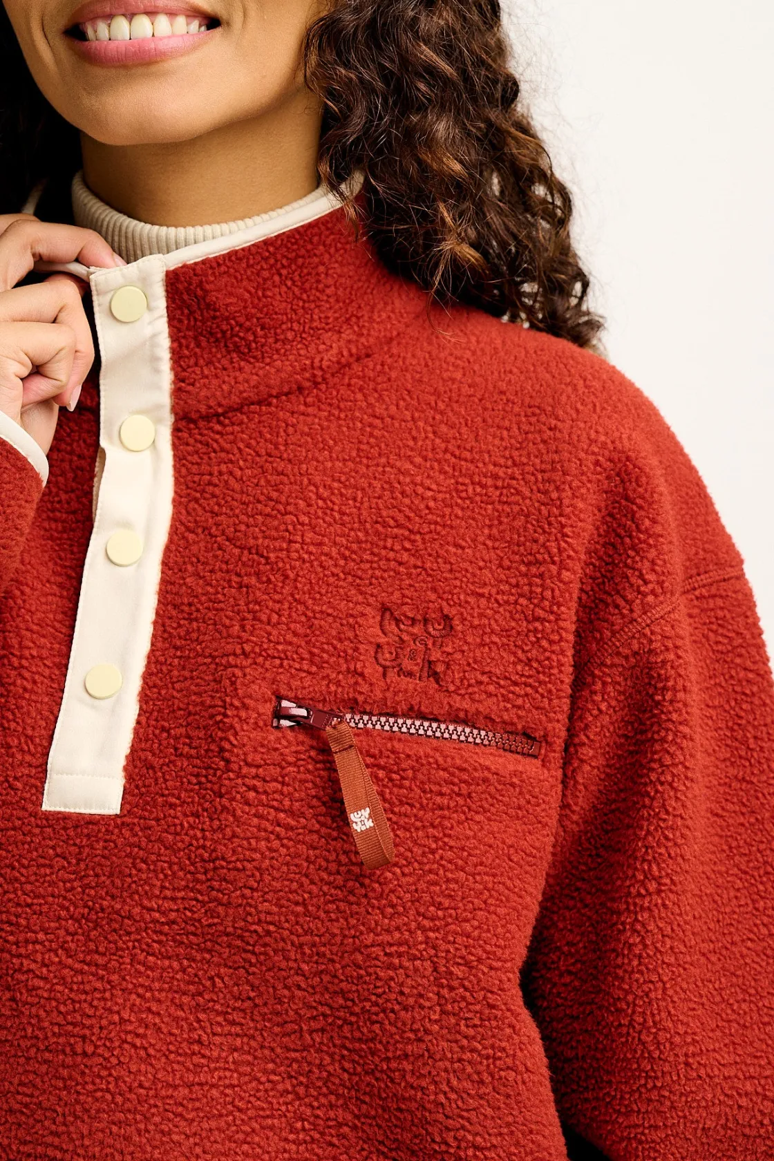 Lucy & Yak Maddison - Fleece in Red Henna & Ecru Online