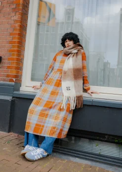 Lucy & Yak Maeve - Midi Dress in Brown & Blue Alastair Tartan Print Outlet