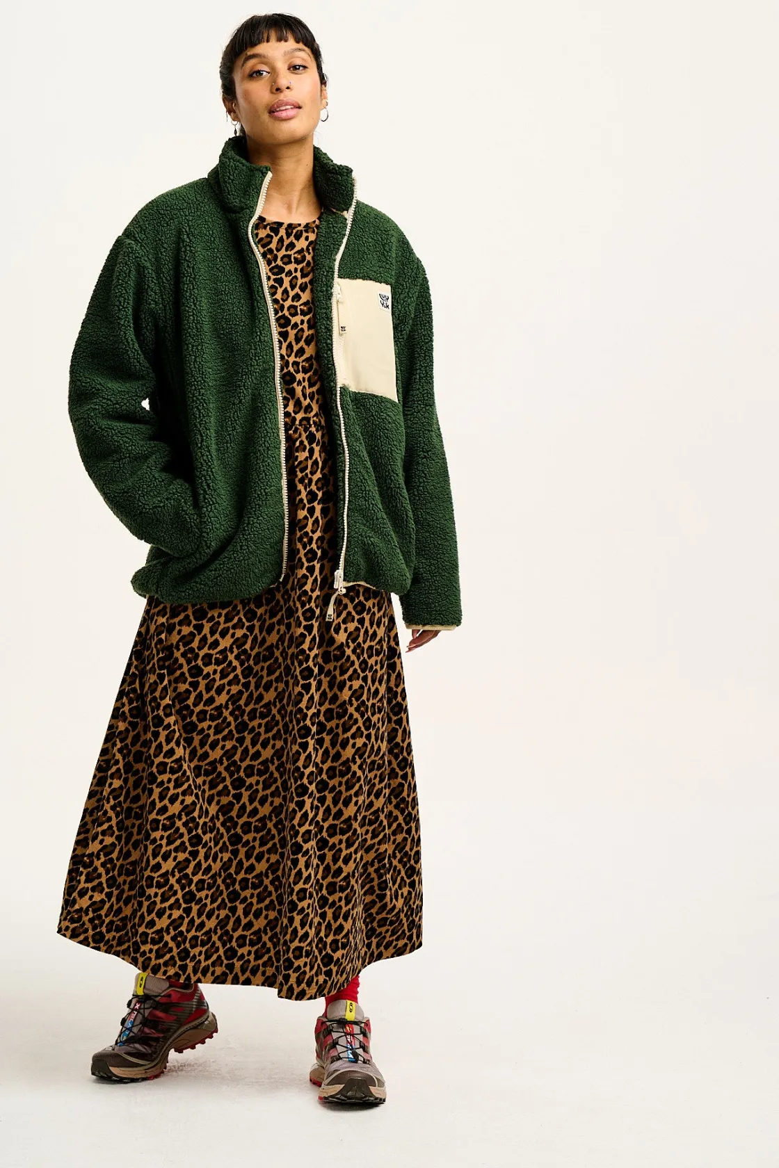 Lucy & Yak Maeve - Midi Dress in Leopard Print Best