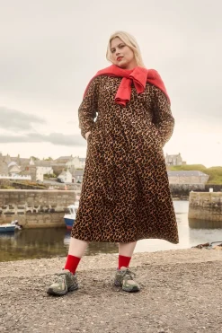 Lucy & Yak Maeve - Midi Dress in Leopard Print Best