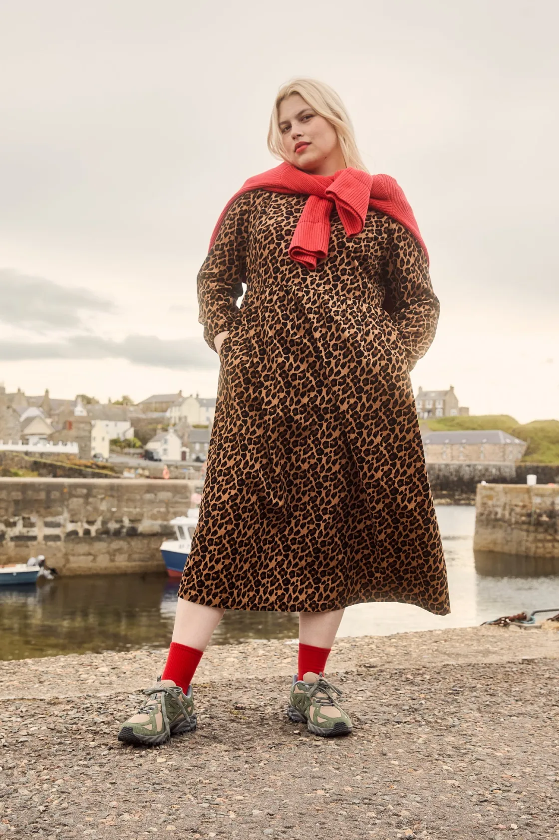 Lucy & Yak Maeve - Midi Dress in Leopard Print Best