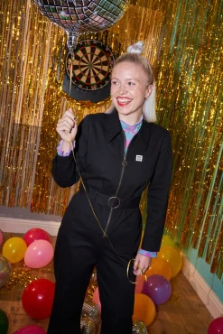 Lucy & Yak Maggie - Cotton Jumpsuit in Black Hot