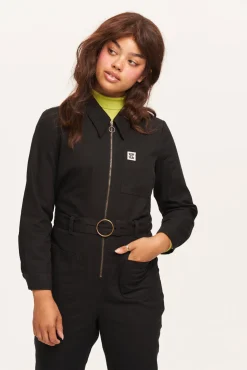 Lucy & Yak Maggie - Cotton Jumpsuit in Black Hot