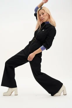 Lucy & Yak Maggie - Cotton Jumpsuit in Black Hot
