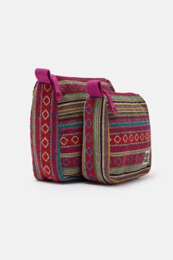 Lucy & Yak Malina - Washbag in Stripe Jacquard Print Hot