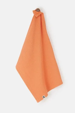 Lucy & Yak Matias - Tea Towel in Sunset Orange Waffle Cotton Clearance