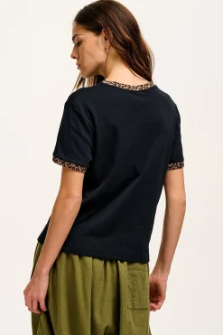 Lucy & Yak Maya - Cotton Tee in Black Leopard Print Outlet