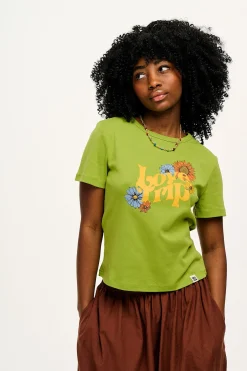 Lucy & Yak Maya - Cotton Tee in Love Trip Print Discount
