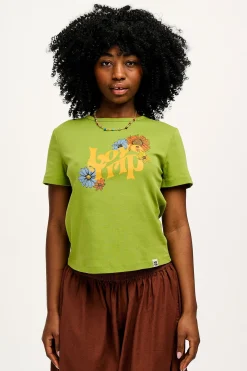 Lucy & Yak Maya - Cotton Tee in Love Trip Print Discount