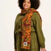 Lucy & Yak Ola - Polar Fleece Scarf in Orange Cass Floral Print Sale