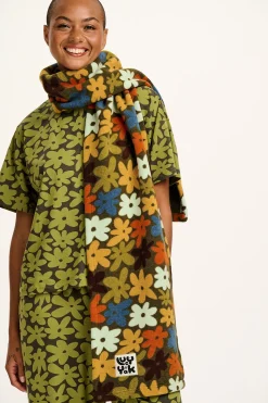 Lucy & Yak Ola - Polar Fleece Scarf in Bubble Floral Print Hot