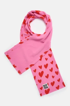 Lucy & Yak Ola - Polar Fleece Scarf in Pink Heart Cupid Print New