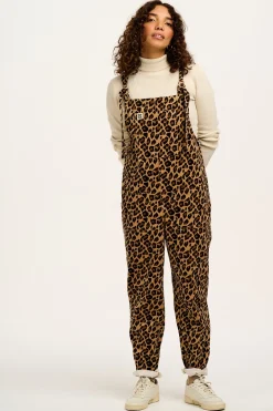 Lucy & Yak Original - Corduroy Dungarees in Leopard Print Clearance