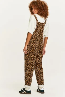 Lucy & Yak Original - Corduroy Dungarees in Leopard Print Clearance