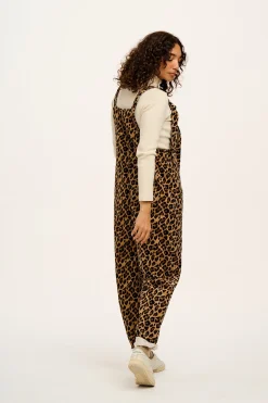 Lucy & Yak Original - Corduroy Dungarees in Leopard Print Clearance