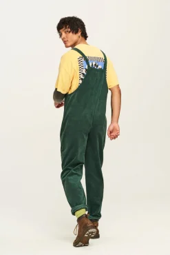 Lucy & Yak Original - Corduroy Dungarees in Posy Green Clearance