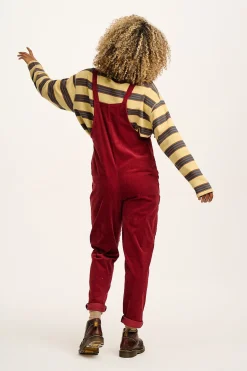 Lucy & Yak Original - Corduroy Dungarees in Maroon Fashion