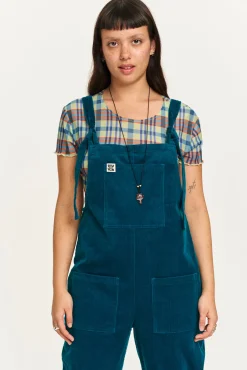 Lucy & Yak Original - Corduroy Dungarees in Teal Sale