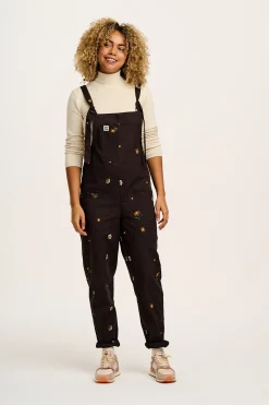 Lucy & Yak Original - Cotton Dungarees in Brown with Clara Embroidery Hot