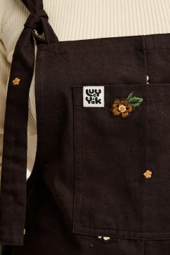 Lucy & Yak Original - Cotton Dungarees in Brown with Clara Embroidery Hot