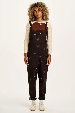 Lucy & Yak Original - Cotton Dungarees in Brown with Clara Embroidery Hot