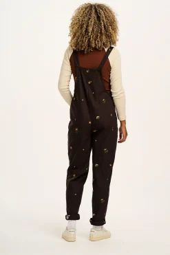 Lucy & Yak Original - Cotton Dungarees in Brown with Clara Embroidery Hot