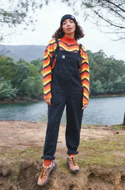 Lucy & Yak Original - Denim Dungarees in Washed Black Clearance