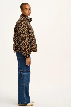 Lucy & Yak Paloma - Corduroy Puffer Jacket in Leopard Print New