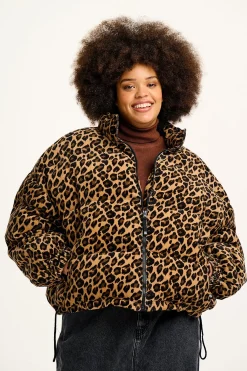 Lucy & Yak Paloma - Corduroy Puffer Jacket in Leopard Print New