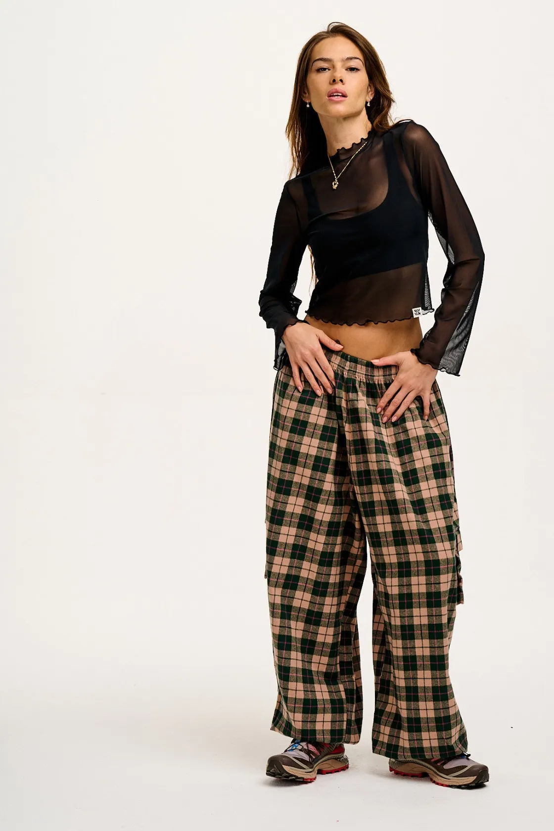Lucy & Yak Perrie - Long Sleeve Mesh Top in Black Discount