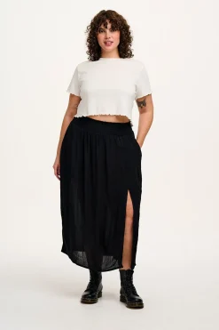 Lucy & Yak Poppy - Elasticated Waist Skirt in Black New