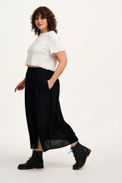 Lucy & Yak Poppy - Elasticated Waist Skirt in Black New