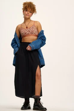 Lucy & Yak Poppy - Elasticated Waist Skirt in Black New