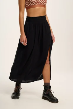 Lucy & Yak Poppy - Elasticated Waist Skirt in Black New