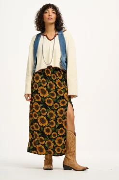 Lucy & Yak Poppy - Elasticated Waist Skirt in Sunflowers Print Best