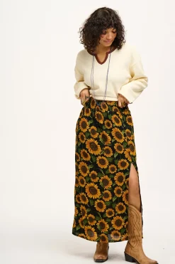 Lucy & Yak Poppy - Elasticated Waist Skirt in Sunflowers Print Best
