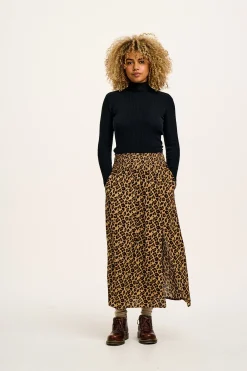 Lucy & Yak Poppy - Elasticated Waist Skirt in Leopard Print Clearance